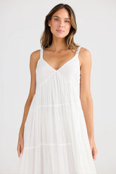 Tiered Cotton Maxi Dress -White